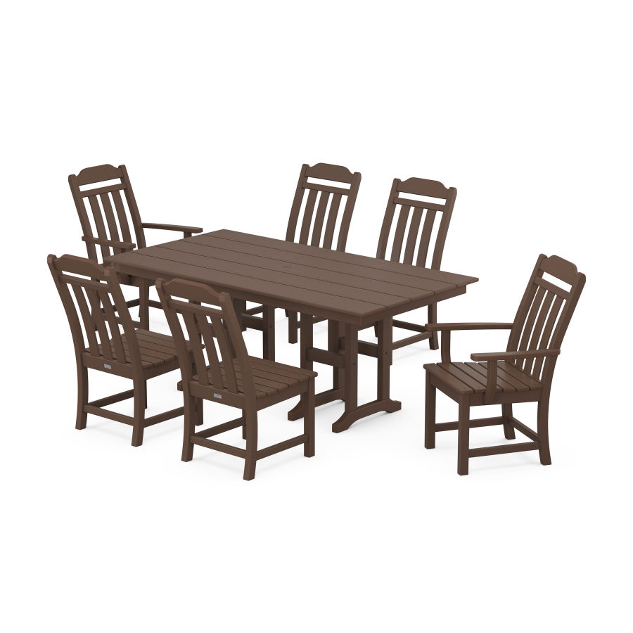 POLYWOOD Country Living 7-Piece Farmhouse Dining Set in Mahogany