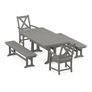 POLYWOOD Braxton 5-Piece Dining Set with Trestle Legs