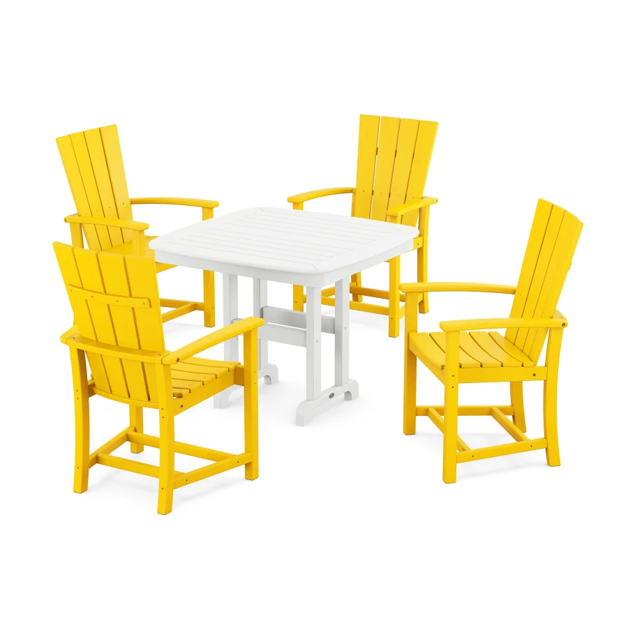 POLYWOOD Quattro 5-Piece Dining Set in Lemon / White