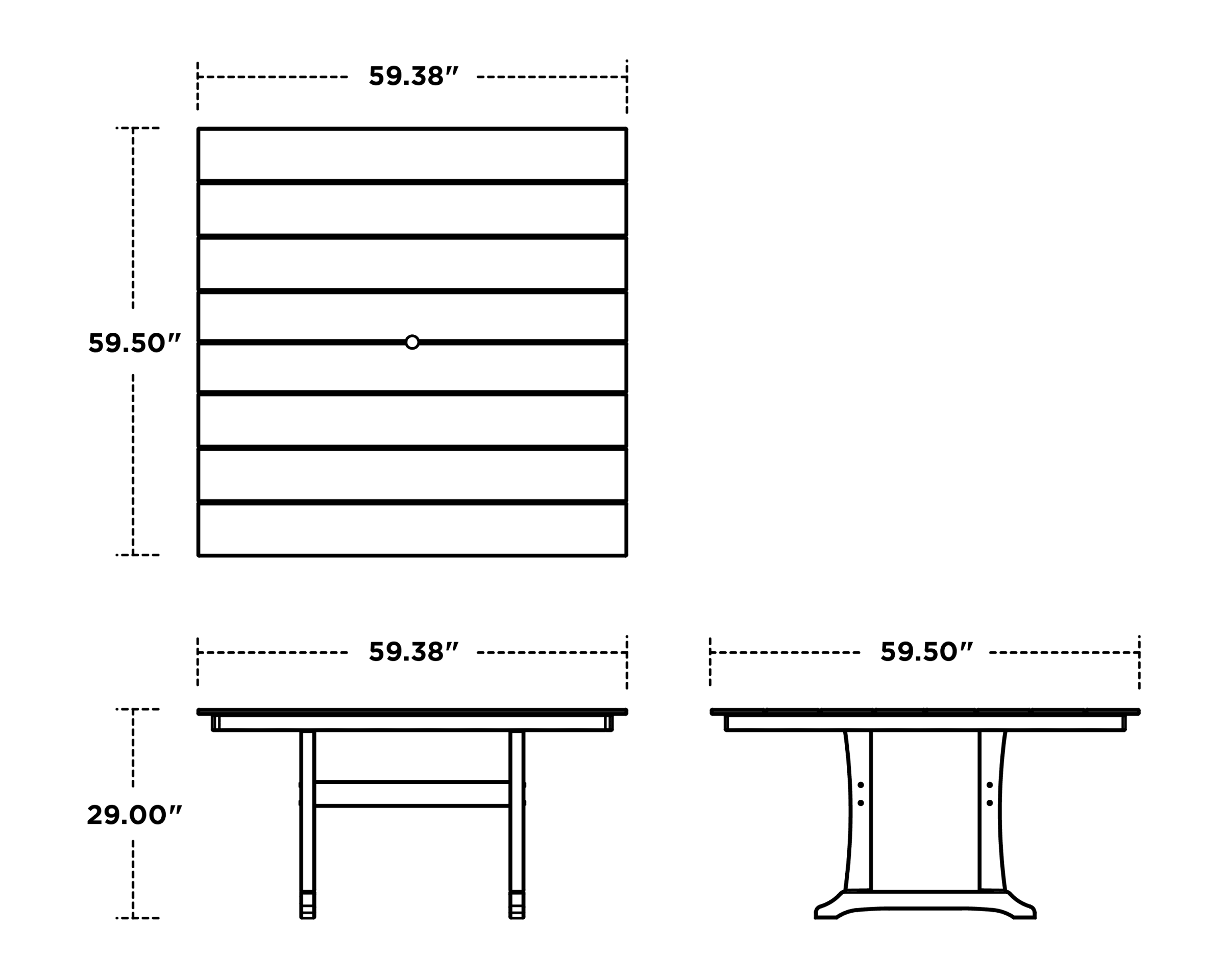 Dimensions for Farmhouse Trestle 59" Dining Table