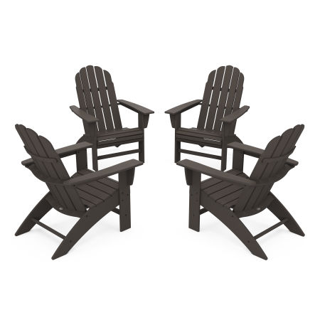 POLYWOOD 4-Piece Vineyard Curveback Adirondack Chair Conversation Set in Vintage Finish