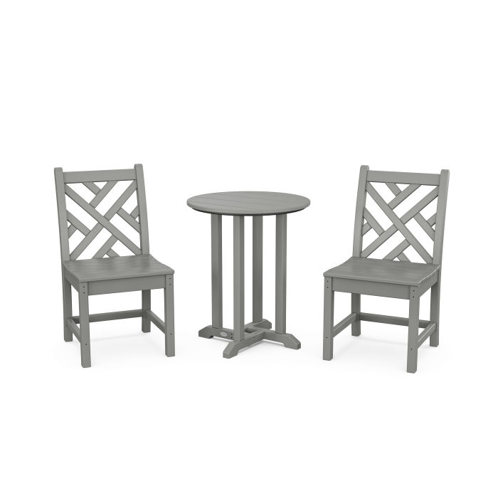 POLYWOOD Chippendale Side Chair 3-Piece Round Dining Set