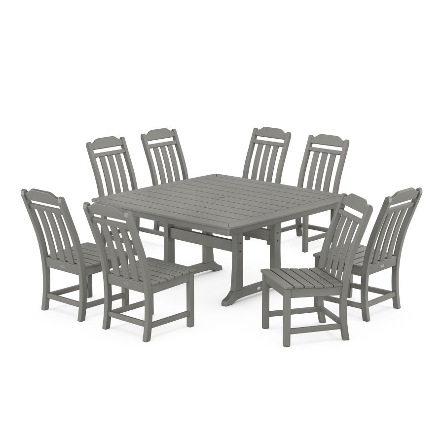 POLYWOOD Country Living 9-Piece Square Side Chair Dining Set with Trestle Legs