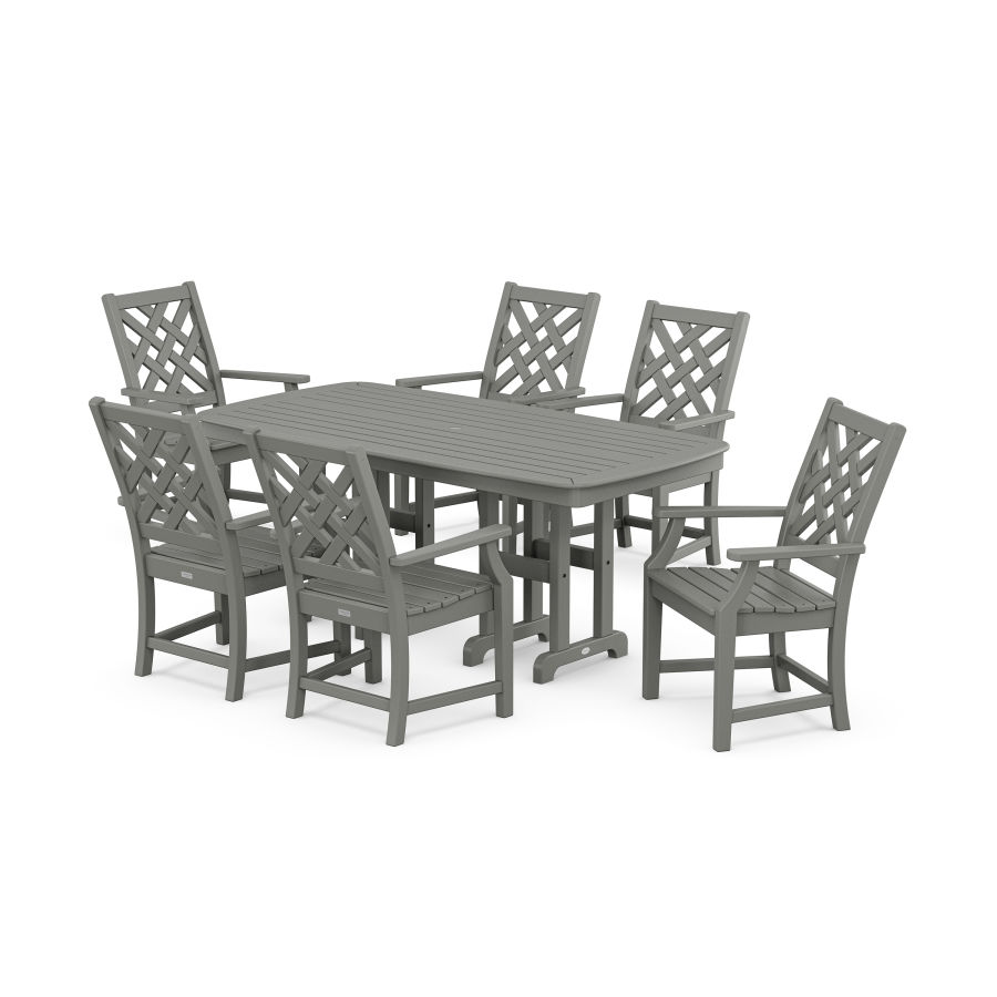 POLYWOOD Wovendale Arm Chair 7-Piece Dining Set in Slate Grey