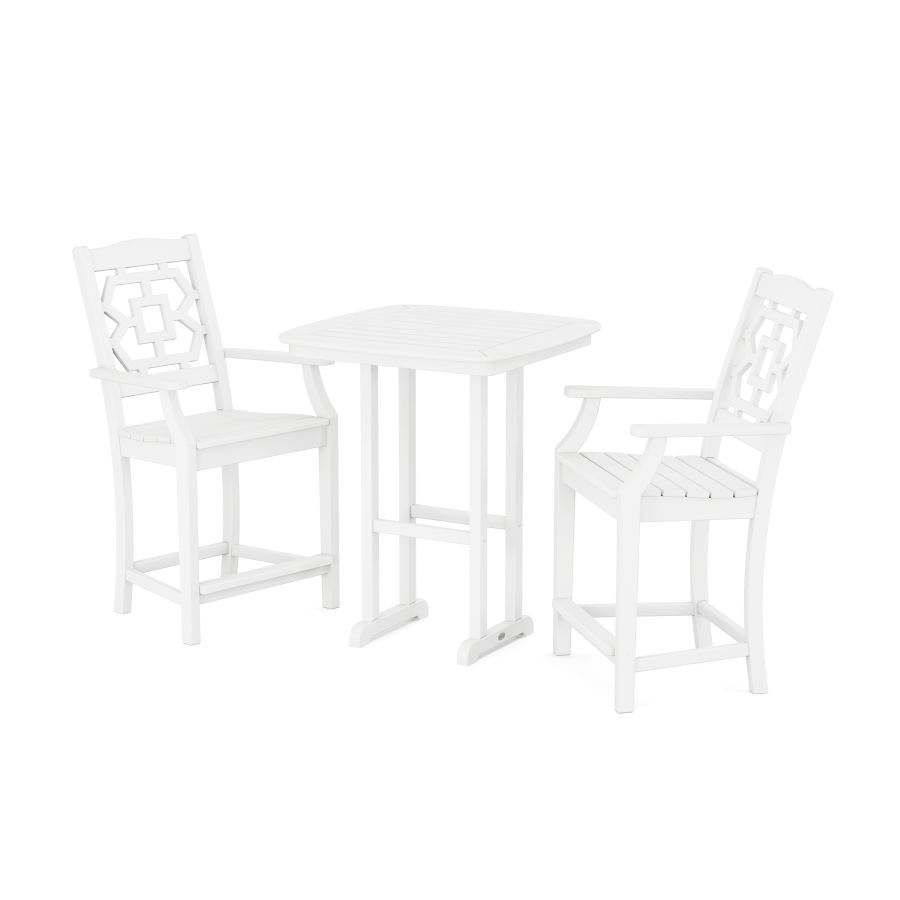 POLYWOOD Chinoiserie 3-Piece Counter Set in White
