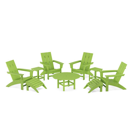 Modern Adirondack Chair 9-Piece Conversation Set in Lime