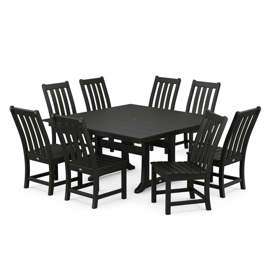 POLYWOOD Vineyard 9-Piece Farmhouse Dining Set in Black