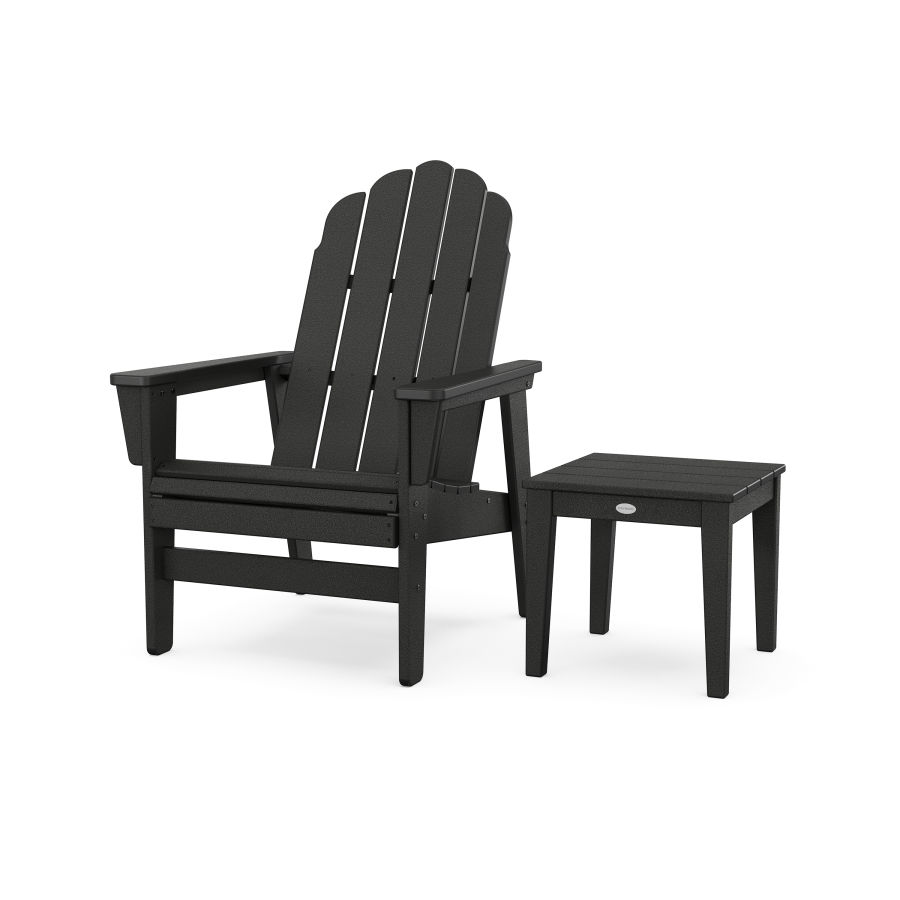 POLYWOOD Vineyard Grand Upright Adirondack Chair with Side Table in Black