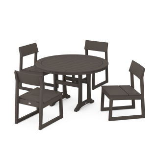 EDGE Side Chair 5-Piece Round Dining Set With Trestle Legs in Vintage Finish