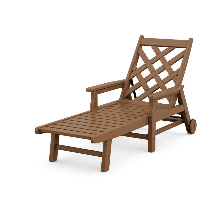 POLYWOOD Wovendale Chaise with Arms and Wheels in Teak