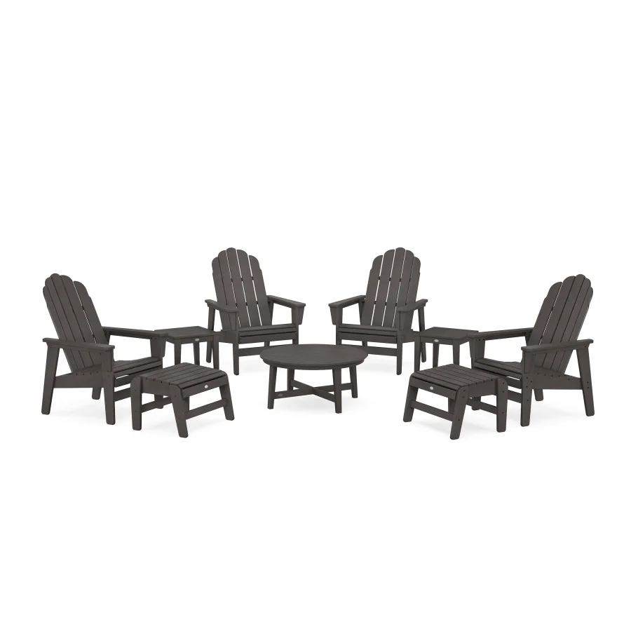 POLYWOOD Vineyard Grand Upright Adirondack 9-Piece Conversation Set in Vintage Finish