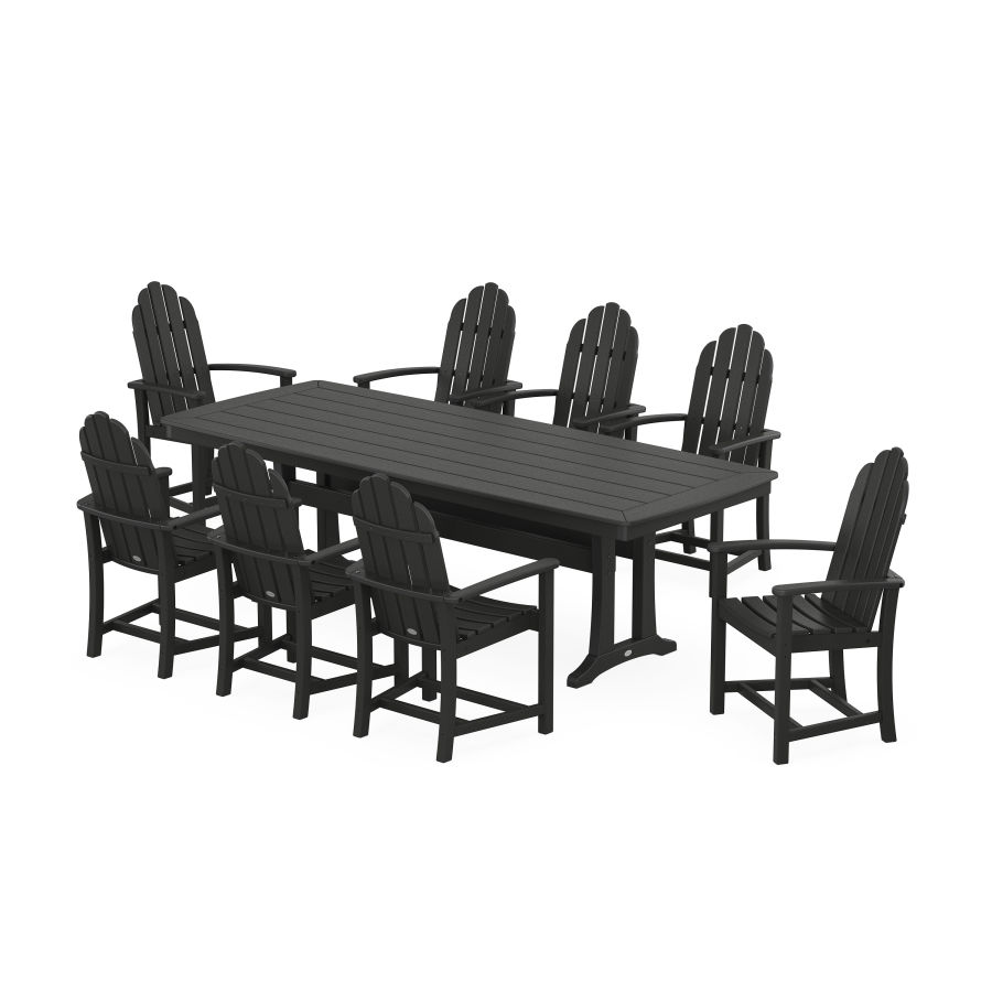 POLYWOOD Classic Adirondack 9-Piece Dining Set with Trestle Legs in Black