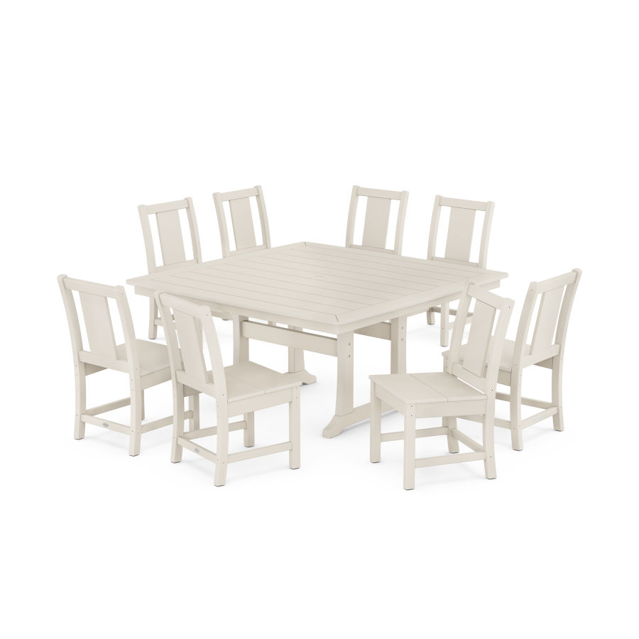 POLYWOOD Prairie Side Chair 9-Piece Square Dining Set with Trestle Legs in Sand
