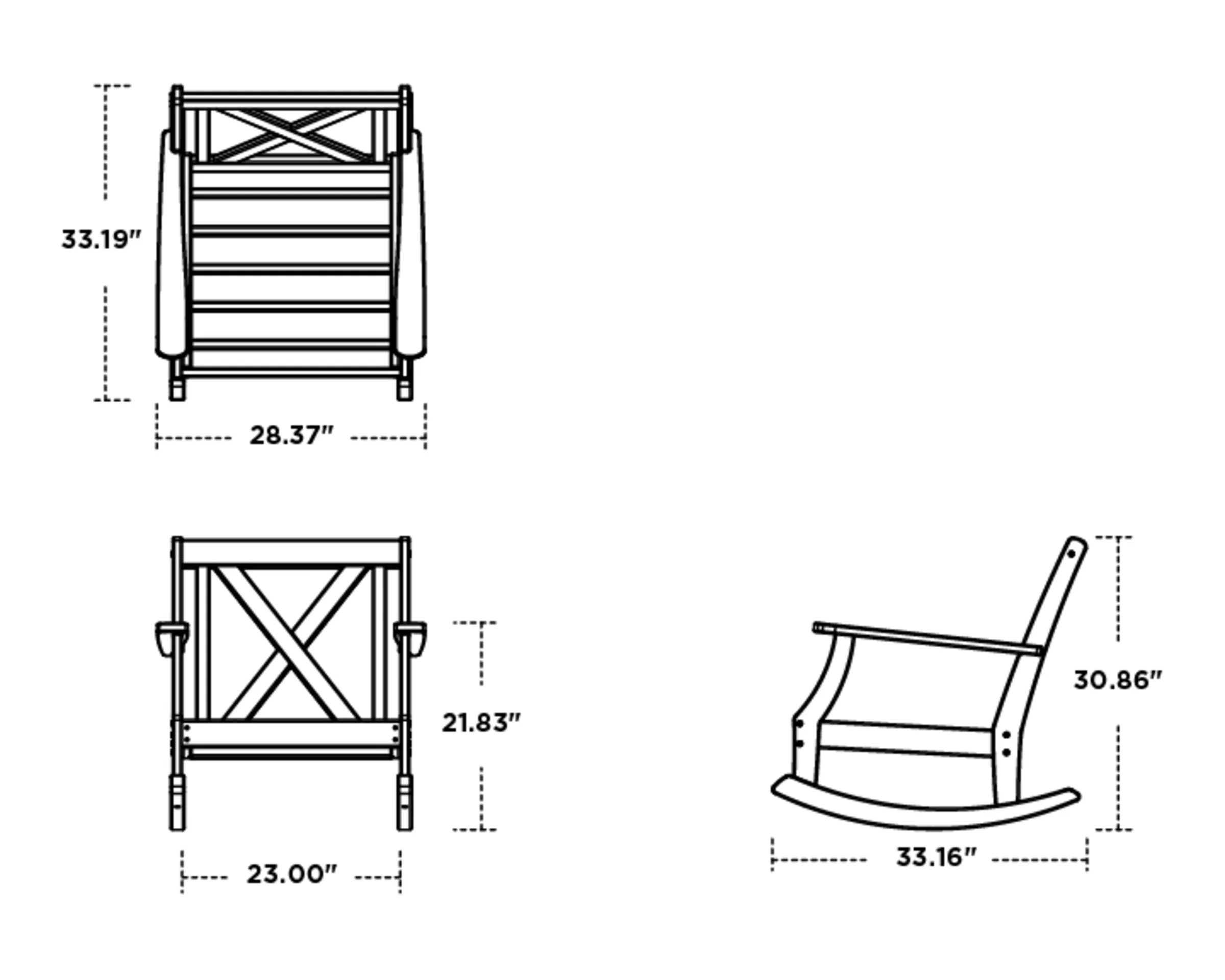 Dimensions for Braxton Deep Seating Rocking Chair