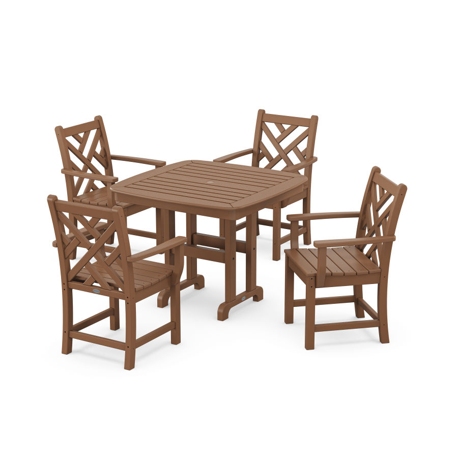 POLYWOOD Chippendale 5-Piece Arm Chair Dining Set in Teak