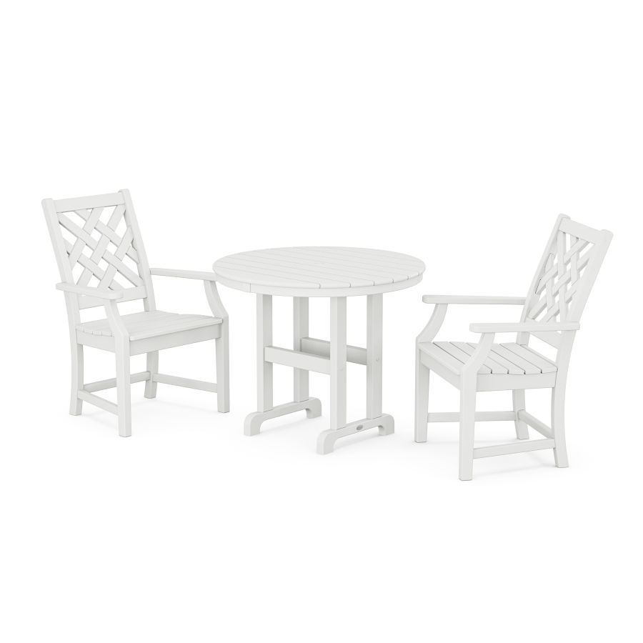 POLYWOOD Wovendale 3-Piece Farmhouse Dining Set in White