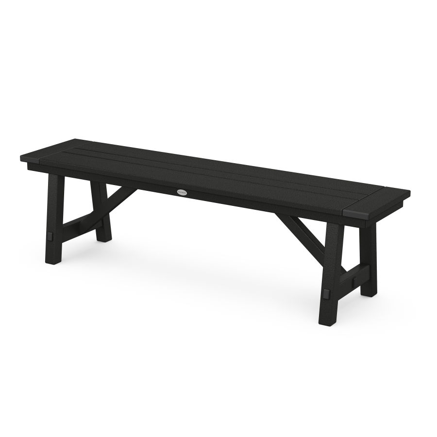 POLYWOOD Rustic Farmhouse 60" Backless Bench in Black