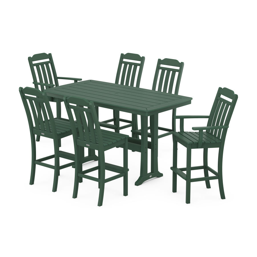 POLYWOOD Country Living 7-Piece Bar Set with Trestle Legs in Green