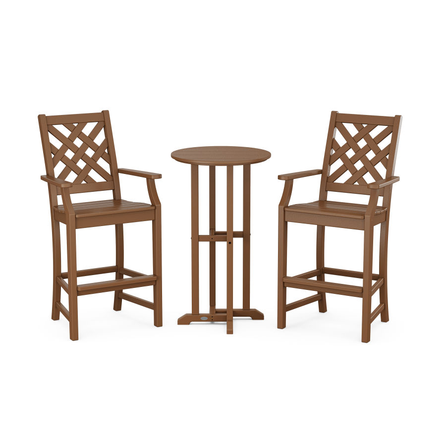 POLYWOOD Wovendale 3-Piece Farmhouse Bar Set in Teak