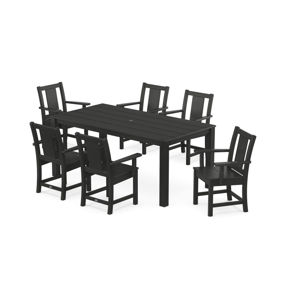 POLYWOOD Prairie Arm Chair 7-Piece Parsons Dining Set in Black