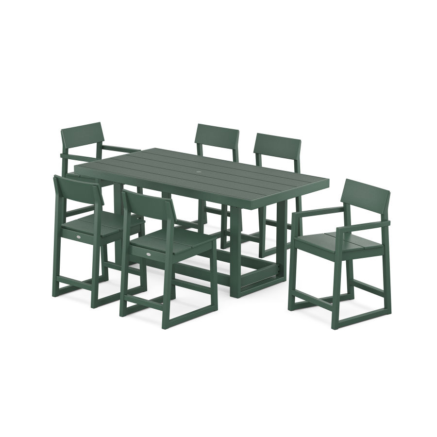 POLYWOOD EDGE 7-Piece Counter Table Set in Green