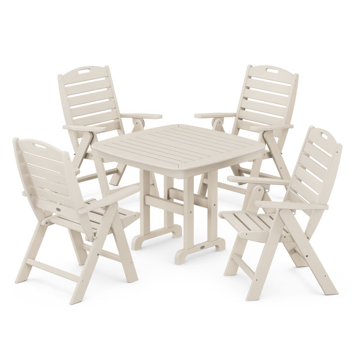 POLYWOOD Nautical Folding Highback Chair 5-Piece Dining Set