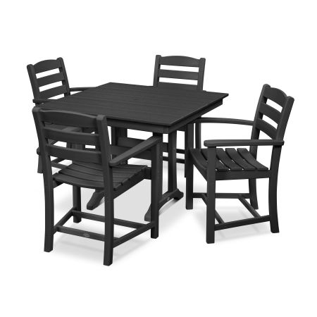 La Casa Café 5-Piece Farmhouse Trestle Arm Chair Dining Set in Black
