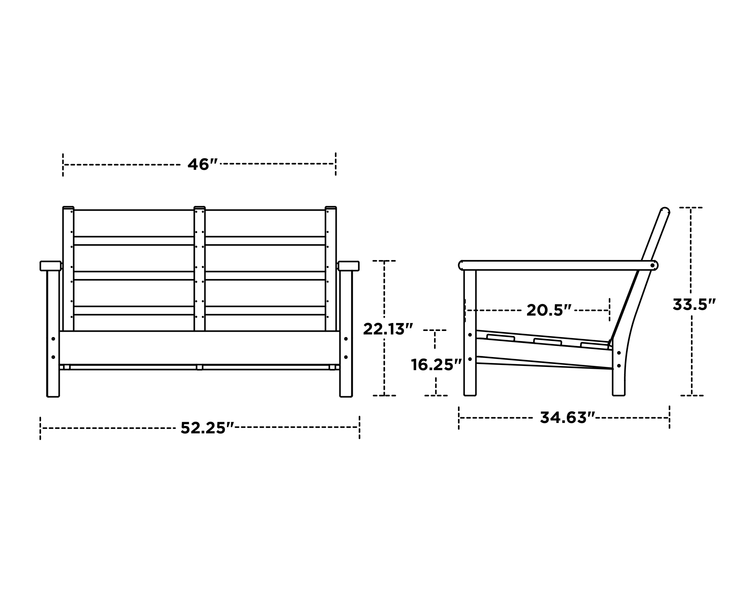 Dimensions for Harbour Deep Seating Loveseat