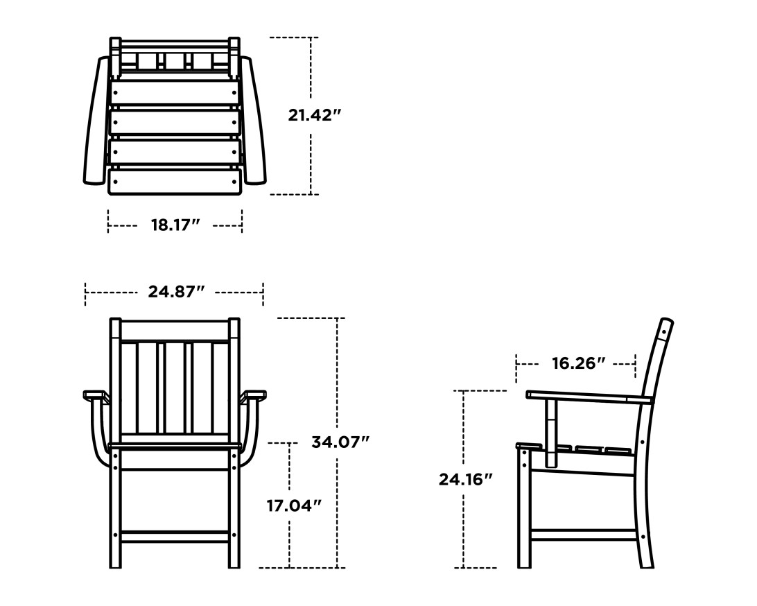 Dimensions for Oxford Dining Arm Chair