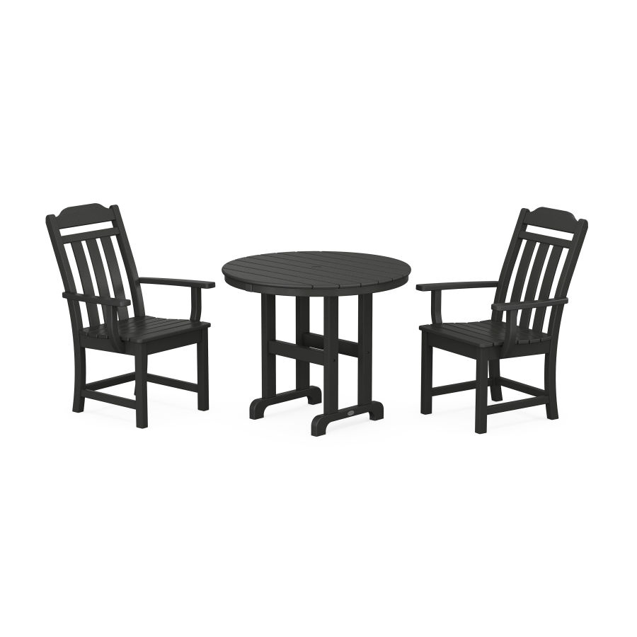 POLYWOOD Country Living 3-Piece Farmhouse Dining Set in Black