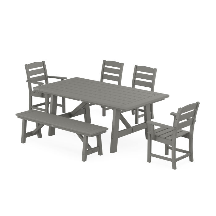 POLYWOOD Lakeside 6-Piece Rustic Farmhouse Dining Set With Bench