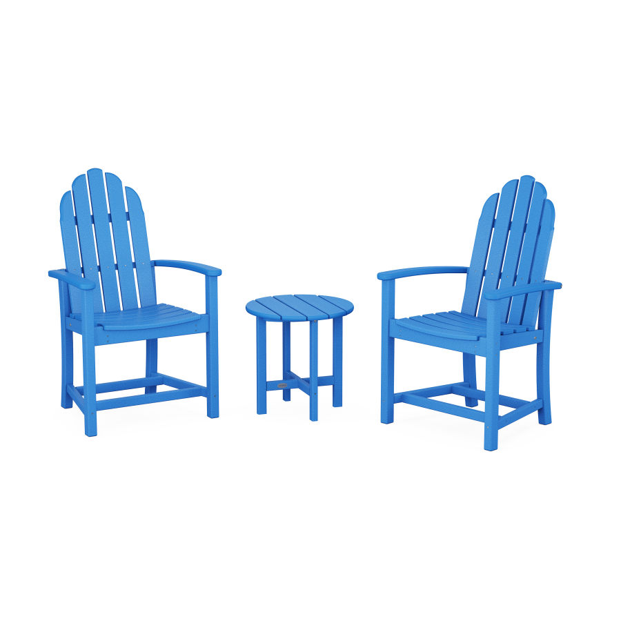 POLYWOOD Classic 3-Piece Upright Adirondack Chair Set in Pacific Blue