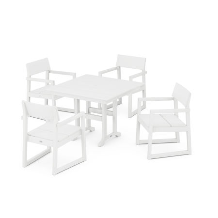 EDGE 5-Piece Farmhouse Dining Set in White