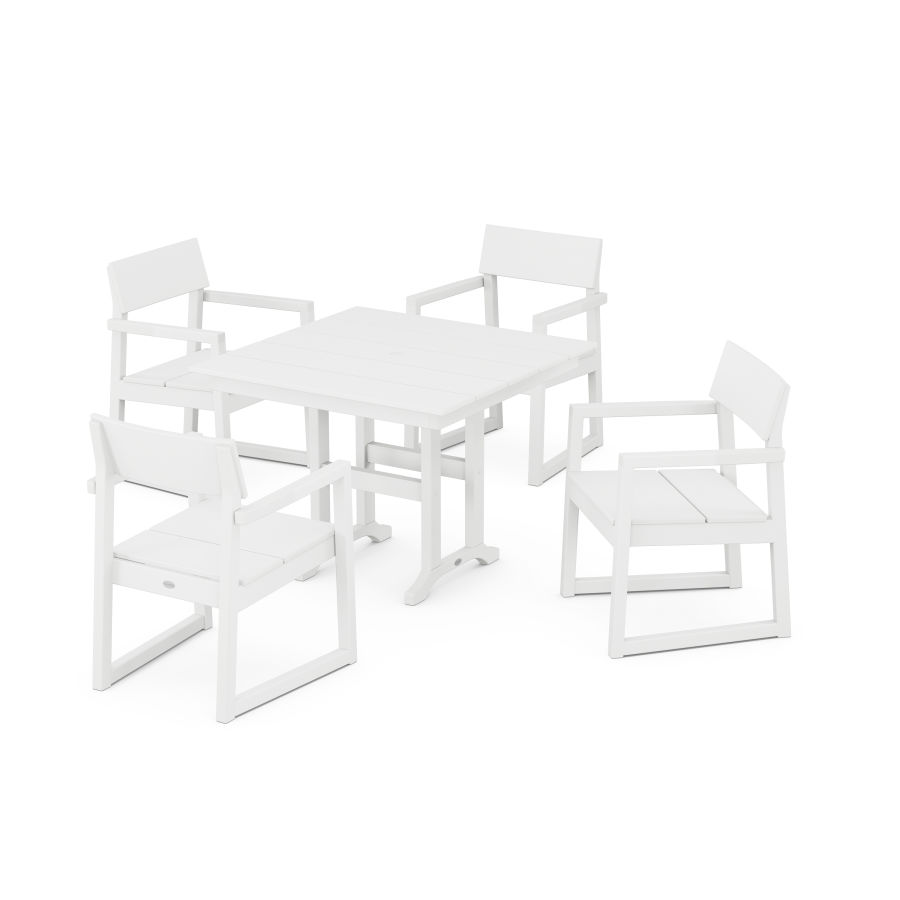 POLYWOOD EDGE 5-Piece Farmhouse Dining Set in White