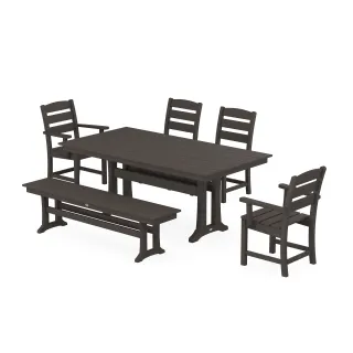 POLYWOOD Lakeside 6-Piece Farmhouse Dining Set With Trestle Legs in Vintage Finish