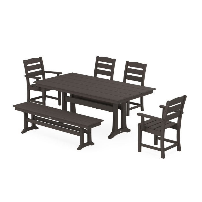POLYWOOD Lakeside 6-Piece Farmhouse Dining Set With Trestle Legs in Vintage Finish