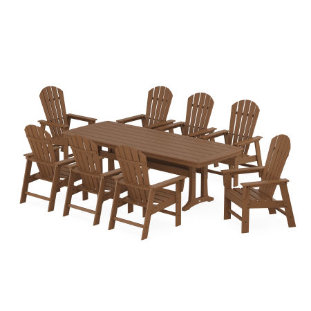 South Beach 9-Piece Dining Set with Trestle Legs in Teak
