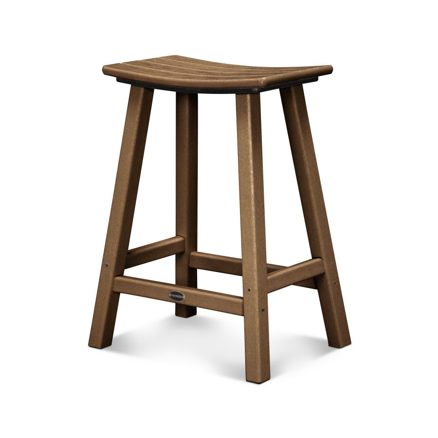 POLYWOOD Traditional 24" Saddle Counter Stool in Teak