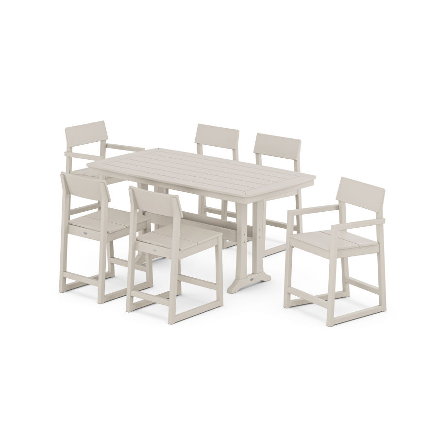 POLYWOOD EDGE 7-Piece Counter Set with Trestle Legs in Sand