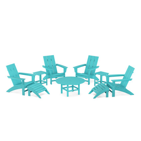Modern Adirondack Chair 9-Piece Conversation Set in Aruba