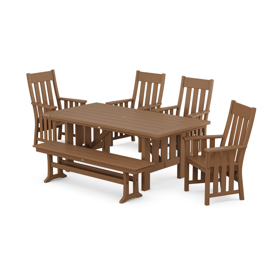 POLYWOOD Acadia 6-Piece Dining Set with Bench in Teak