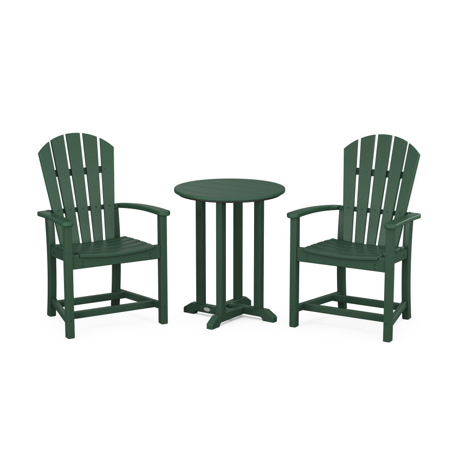POLYWOOD Palm Coast 3-Piece Round Dining Set in Green