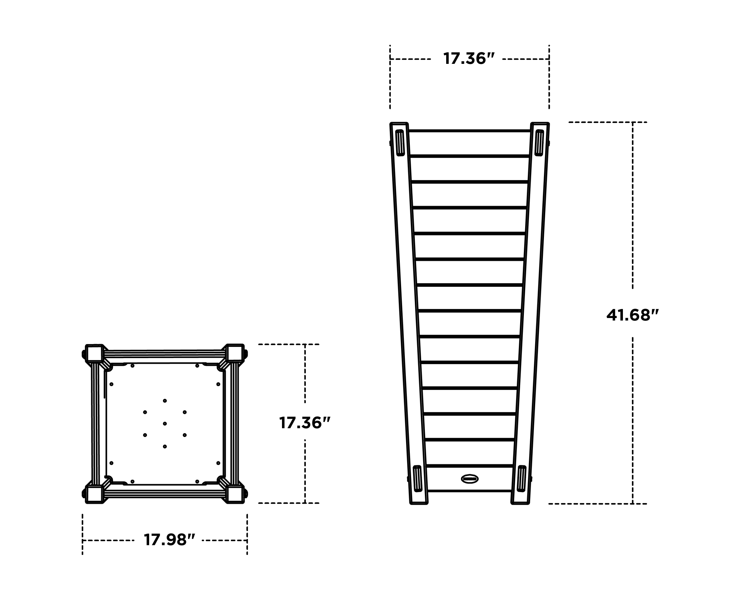 Dimensions for Nautical Tapered Square Tall Planter Box