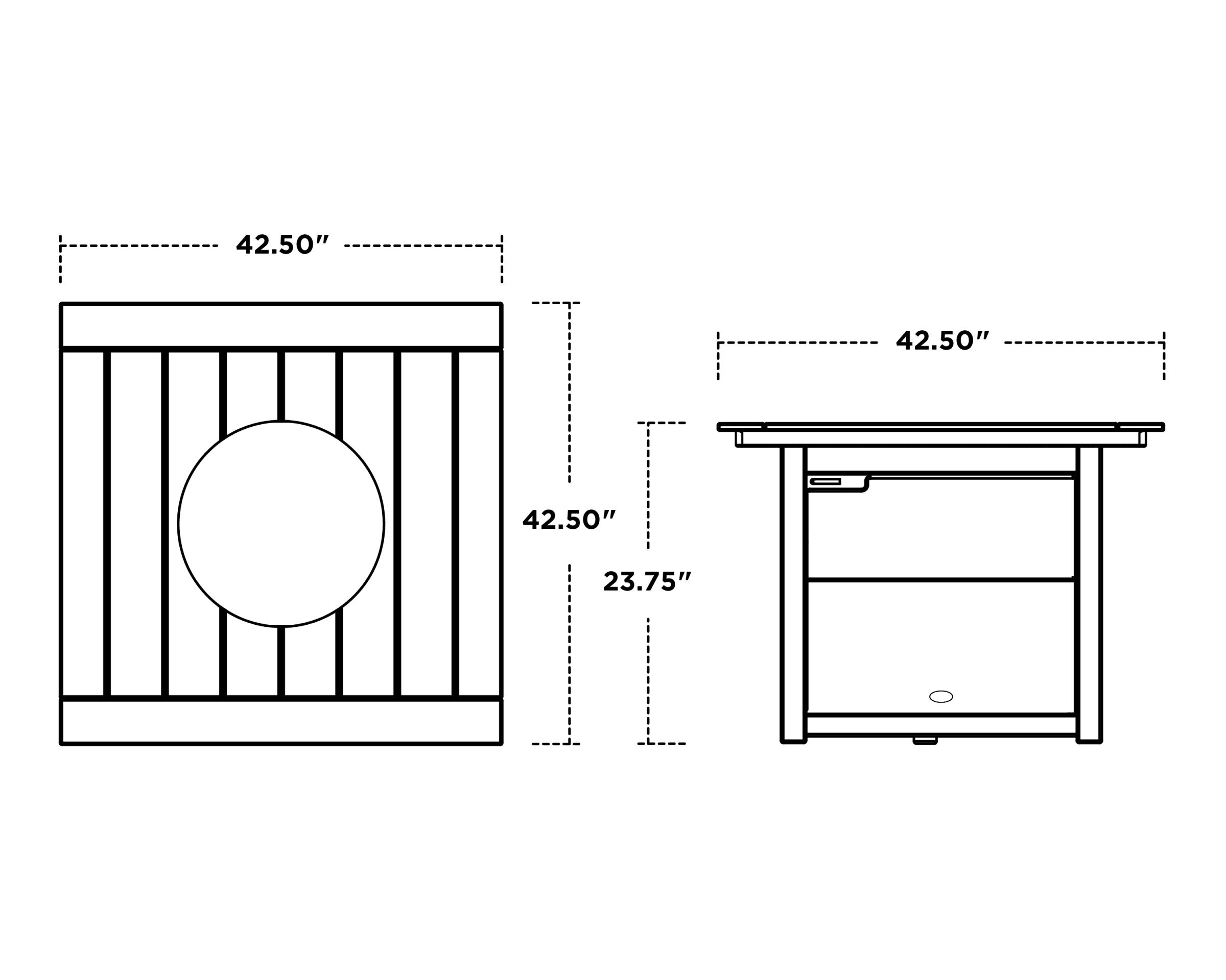 Dimensions for Trex Square 42" Fire Pit Table