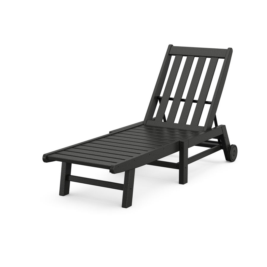 POLYWOOD Vineyard Chaise with Wheels in Black