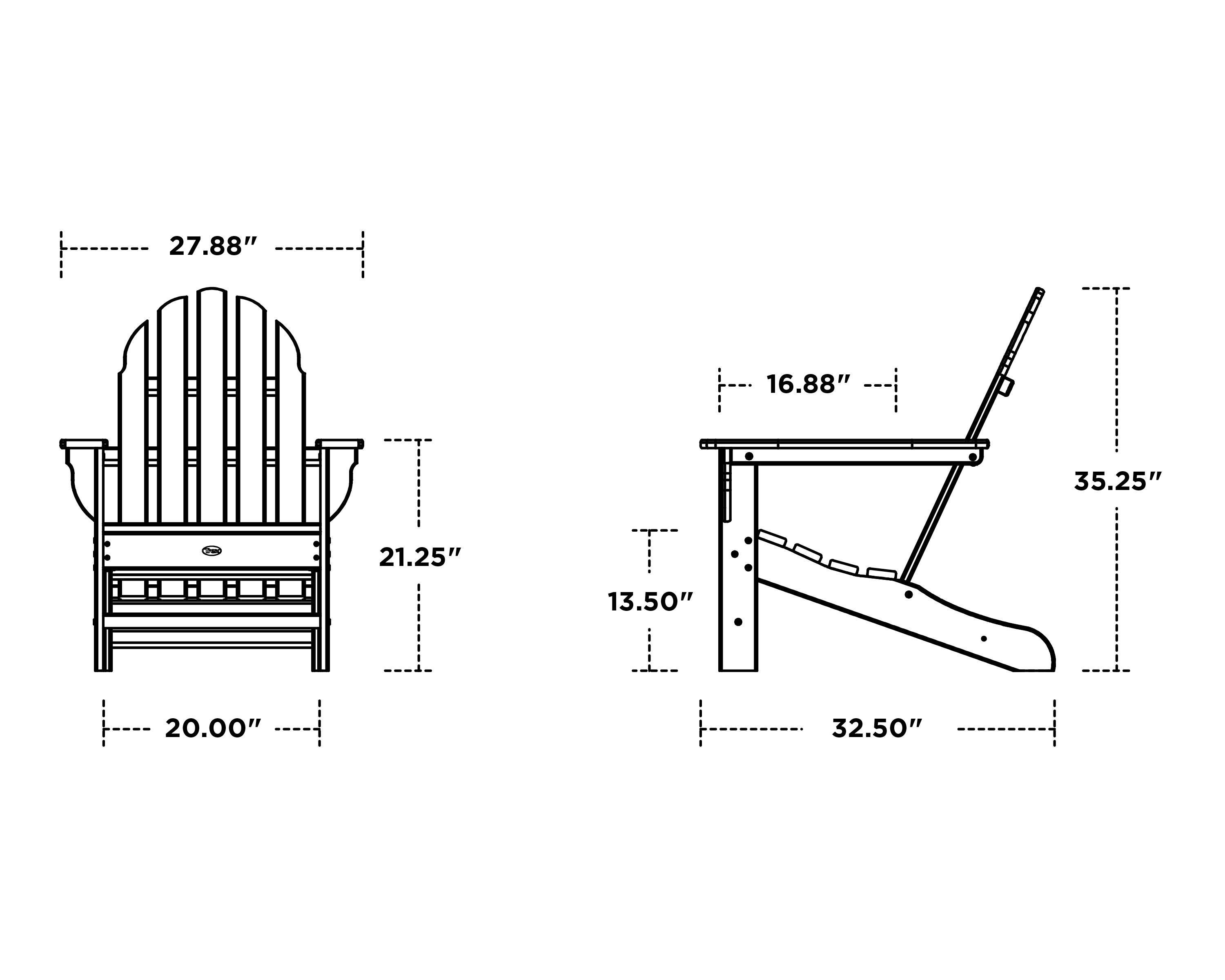 Dimensions for Cape Cod Adirondack Chair