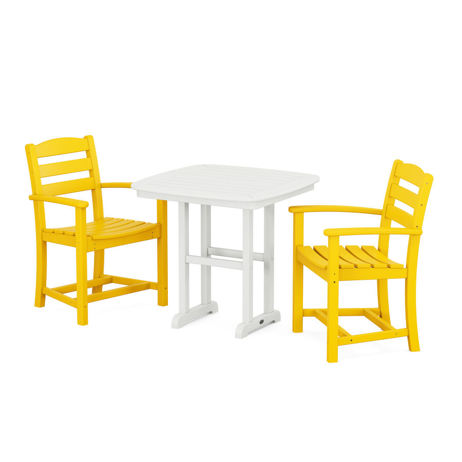 POLYWOOD La Casa Café 3-Piece Dining Set in Lemon / White