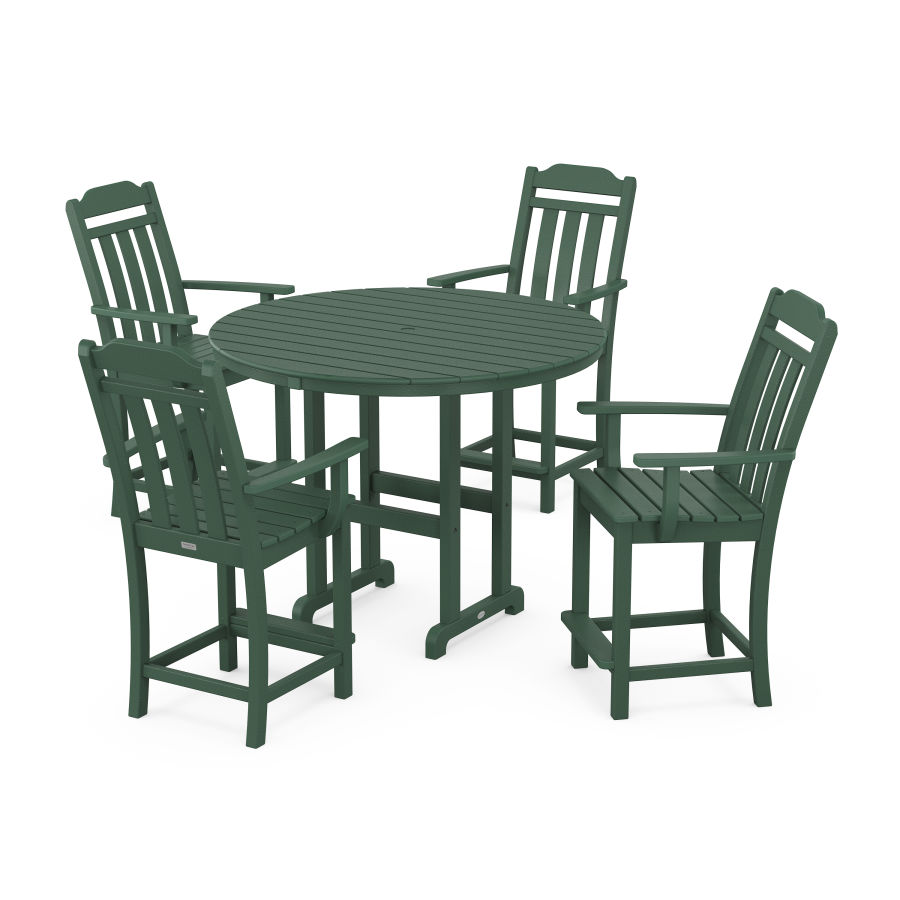 POLYWOOD Country Living 5-Piece Round Farmhouse Counter Set in Green