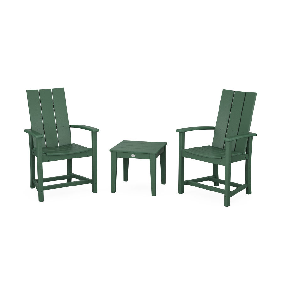 POLYWOOD Modern 3-Piece Upright Adirondack Chair Set in Green