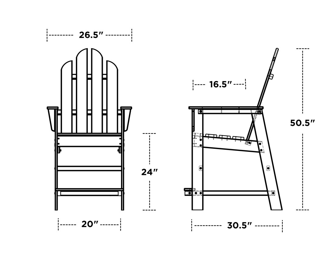 Dimensions for Long Island Counter Chair
